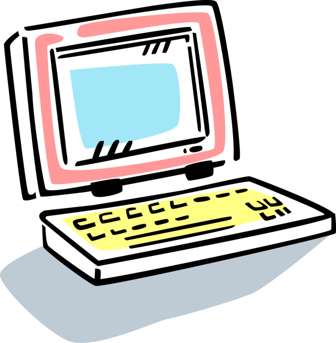 a cartoon clip art of a desktop computer