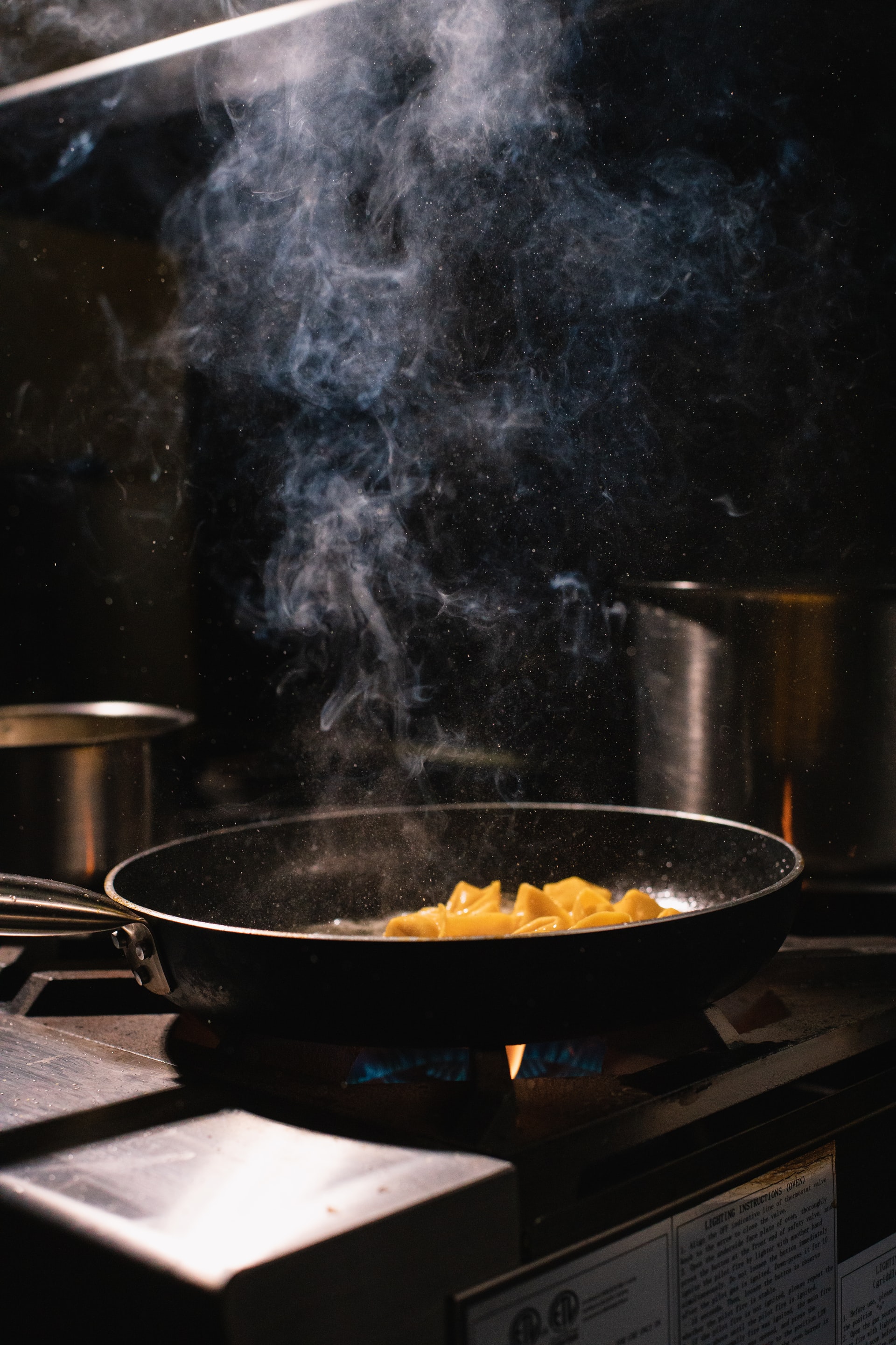 steam from a frying pan